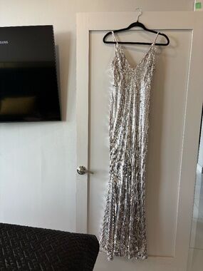 Silver Sequin Maxi Dress Size Small